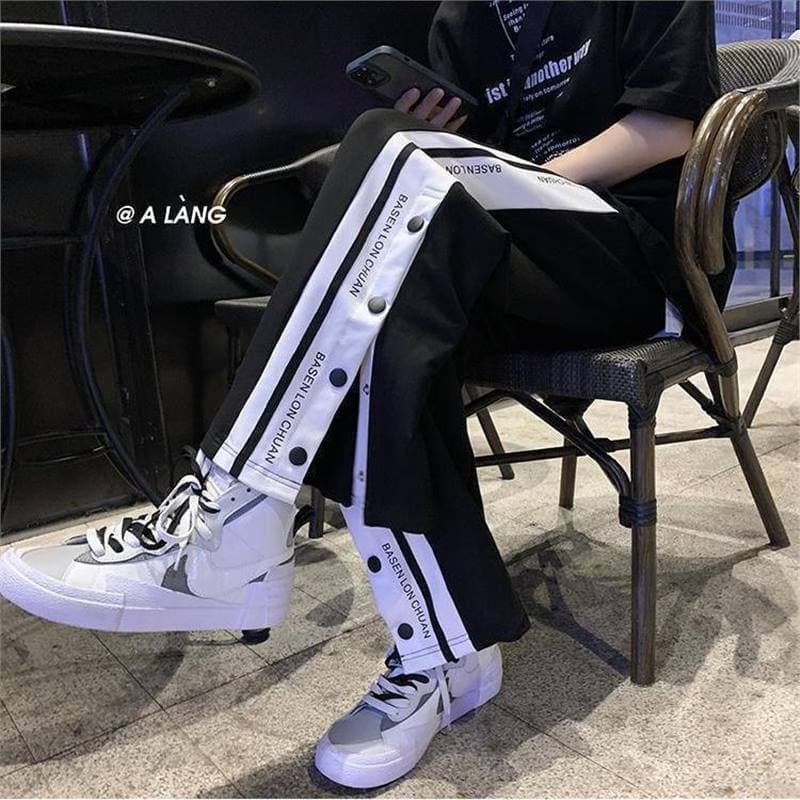 Button-Fly Pants for Women Men Loose Versatile Trendy Student Korean Style Vibe High Street Athletic Casual Pants Couple Outfit