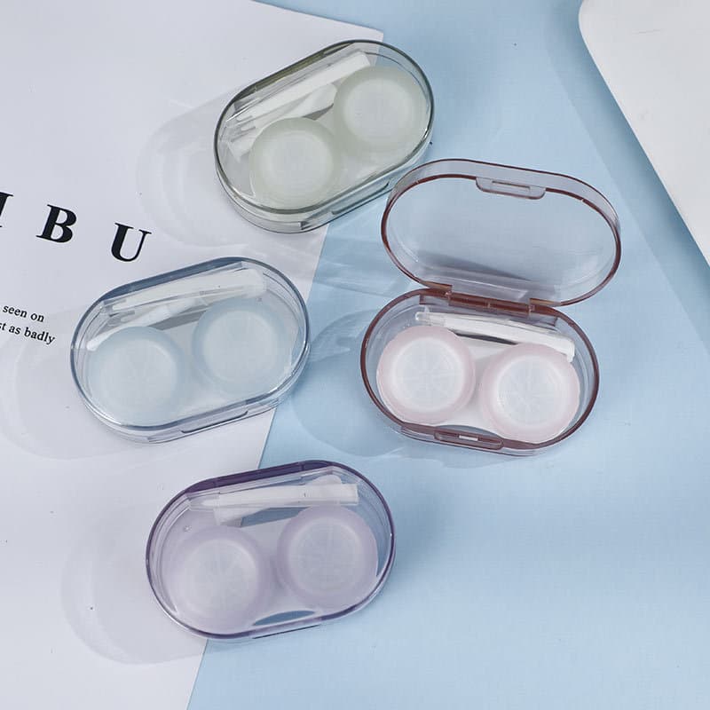 New Simple Macaron Fresh Transparent Contact Lens Case Double Lens Case 6670