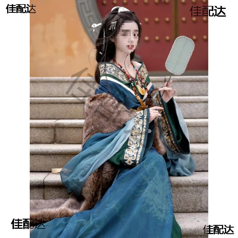 New Hanfu Women's Warring States Northern and Southern Dynasties Robe Wei-Jin Style Cross Collar Restoration Straight Train Ru Skirt Court Ancient Costume Autumn Winter