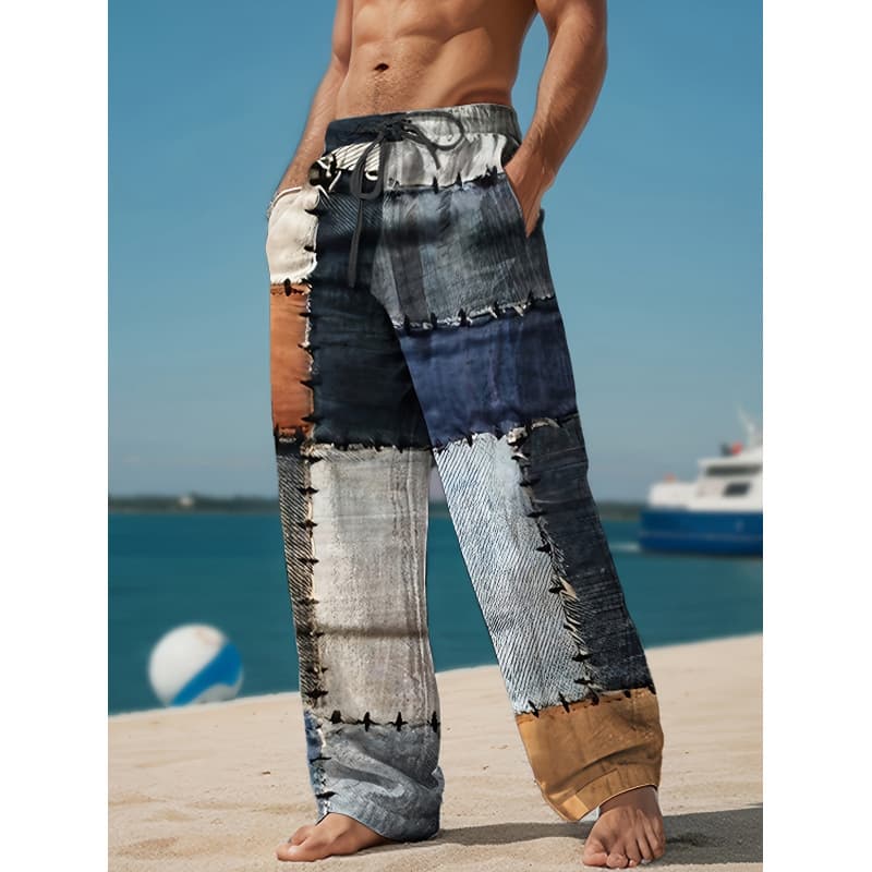 2026 New Cross-border Drop Shipping Men's 3D Color Block Pattern Print Casual Cross-border