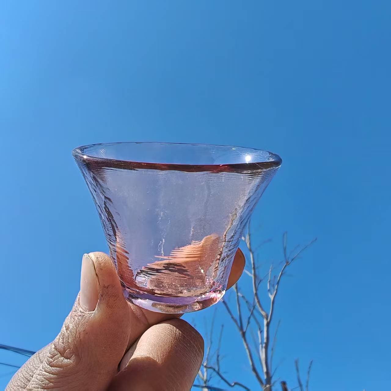 Small Japanese Sake Cup Transparent Glass Cup Cloud Pattern Drinking Cup for Japanese and Korean Cuisine Tableware Tea Cup