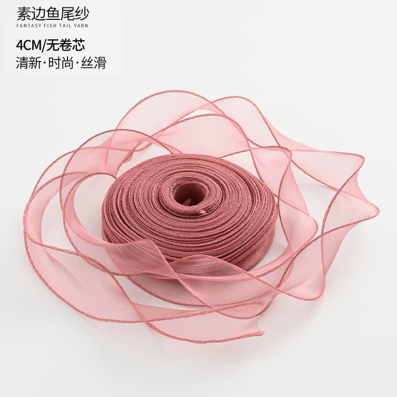 Florist Supplies Floral Fresh Flower Bouquet Wrapping Material Cake Ties 4cm Solid Color Fishtail Yarn Wavy Yarn Ribbon