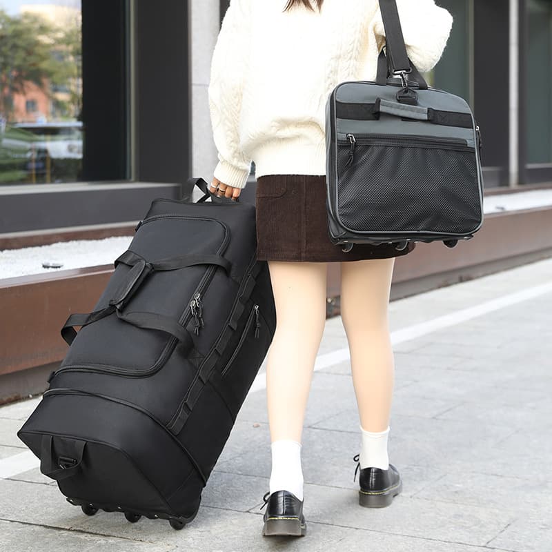 Cross-border Oxford Cloth Travel Wheeled Duffel Bag Unisex Single Shoulder Crossbody Bag Multifunctional Foldable Storage Luggage Bag