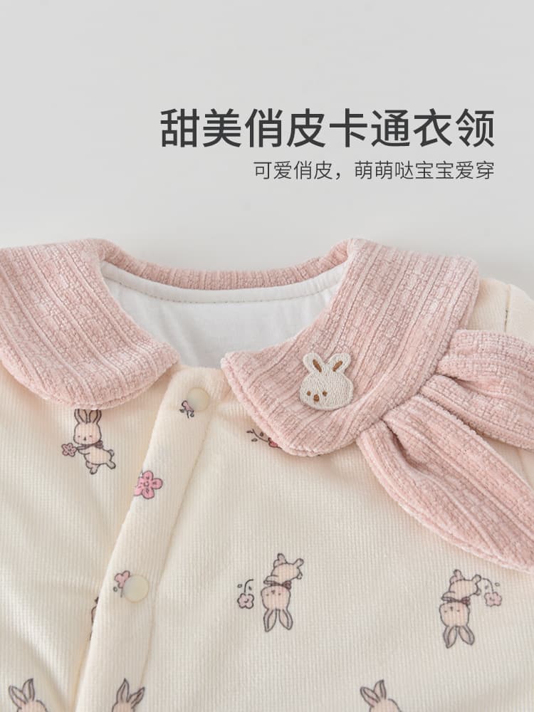 Baby Onesie Winter Newborn Warm Padded Outfit New Girls Winter Wear Going-Out Romper Crawler