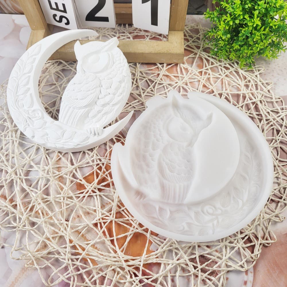 X0109 Moon Owl Crystal Epoxy Wall Decoration Mold, Wall Hanging DIY Silicone Mold