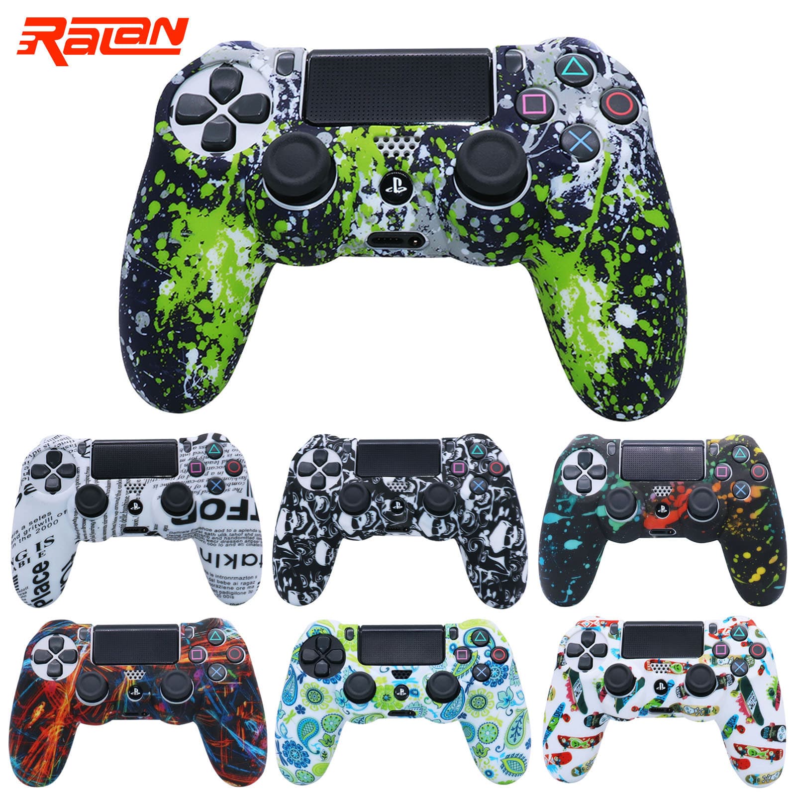 PS4 handle cover PS4pro handle camouflage cover PS4sLIM watercolor cover P4 protective cover new pattern silicone cover