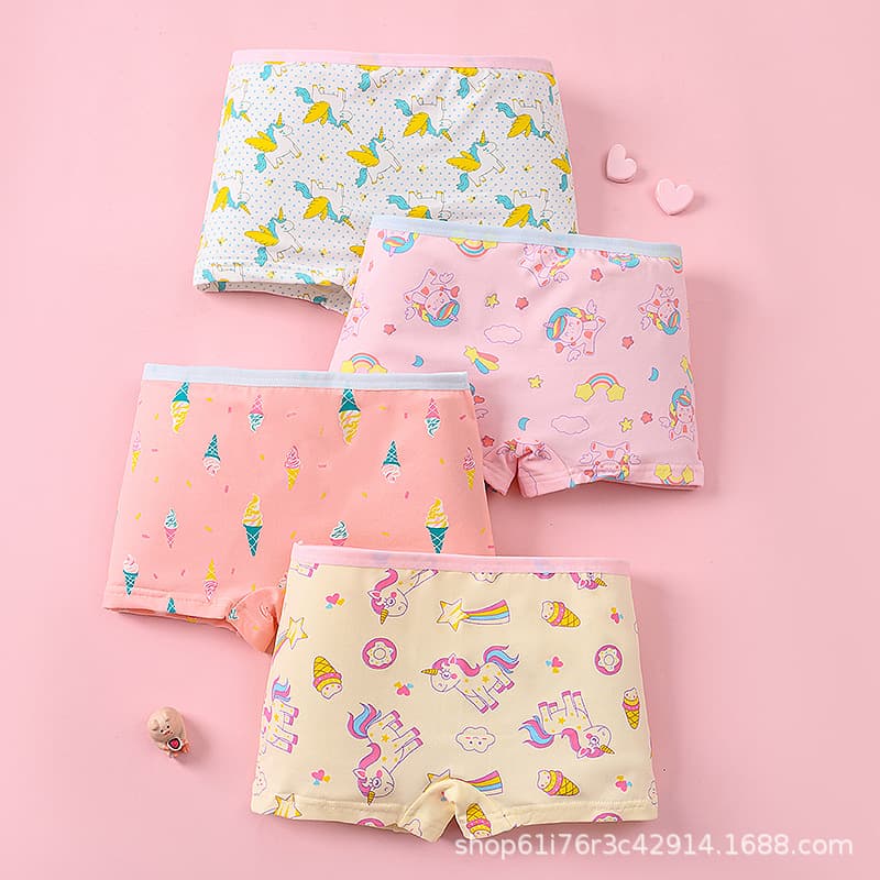 Cross-Border Children's Girls' Underwear Milk Silk Boxer Briefs Baby Toddler Little Girl Infant Four-Corner Shorts