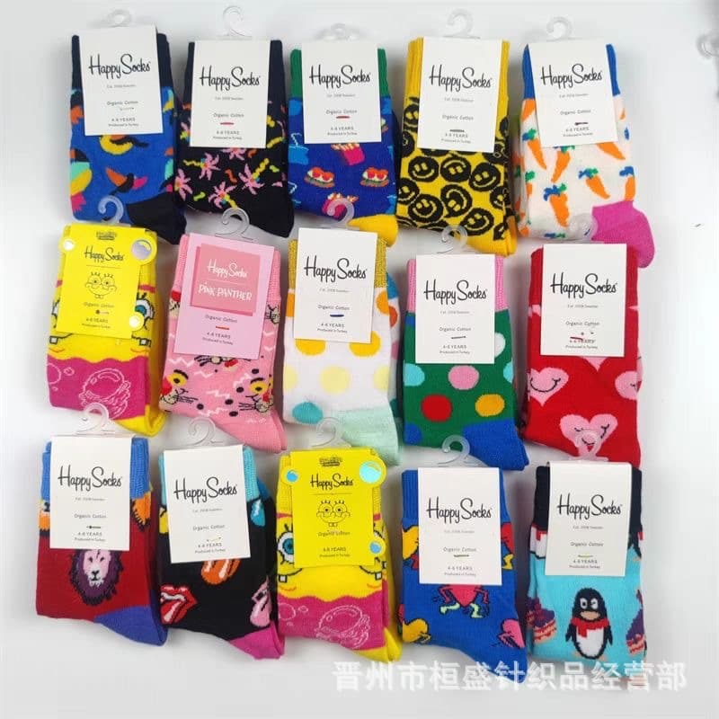 Happy Kids Socks European and American Children's Mid-Calf Socks Happy Socks Street Fashion Personality Socks for Kids Wholesale