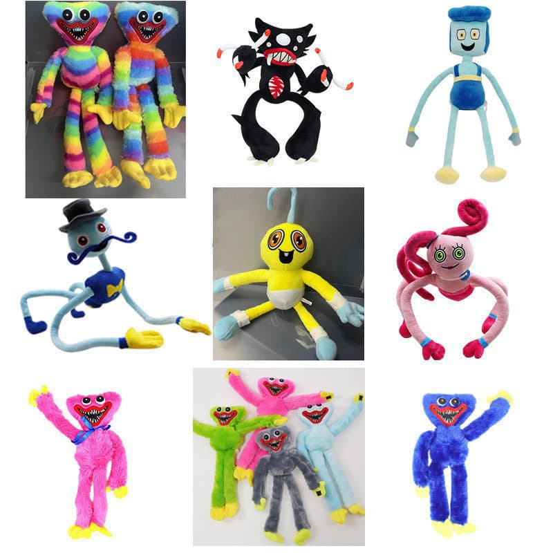 Poppy Playtime cross-border Poppy Long Legs Dad, Mom, and Son plush toys featuring a black spider monster