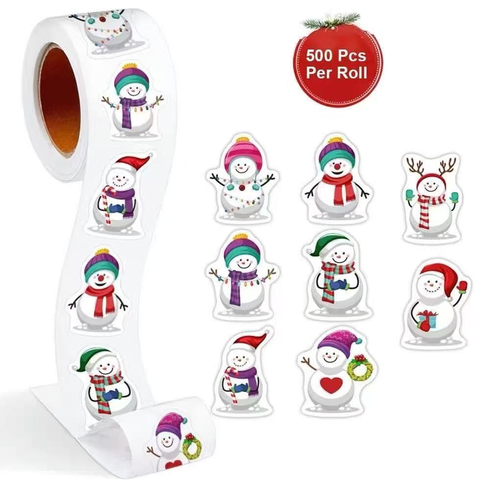 500 stickers/roll cross-border Christmas creative cartoon Santa Claus decoration self-adhesive paper gift packaging sealing stickers
