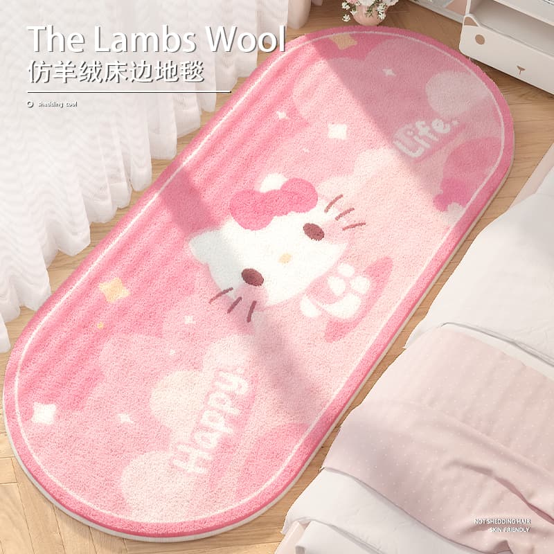 Pink kitty bedside carpet master bedroom girls children's room bedside blanket thick imitation cashmere non-slip floor mat home