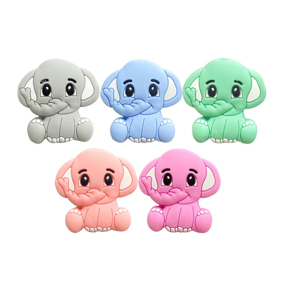 Factory wholesale cross-border elephant loose beads DIY baby anti-drop pacifier chain necklace accessory parts wholesale silicone beads