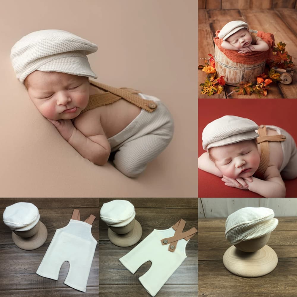New Cross-Border Newborn Photography Outfit Cap and Overalls Set Infant Photo Prop Clothing
