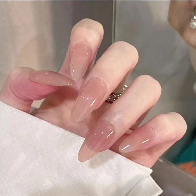 Factory Direct Sales Huafei Touch Face Pure Desire Style Wearable Nails Simple Nude Color Whitening Nail Patches High-End Feel