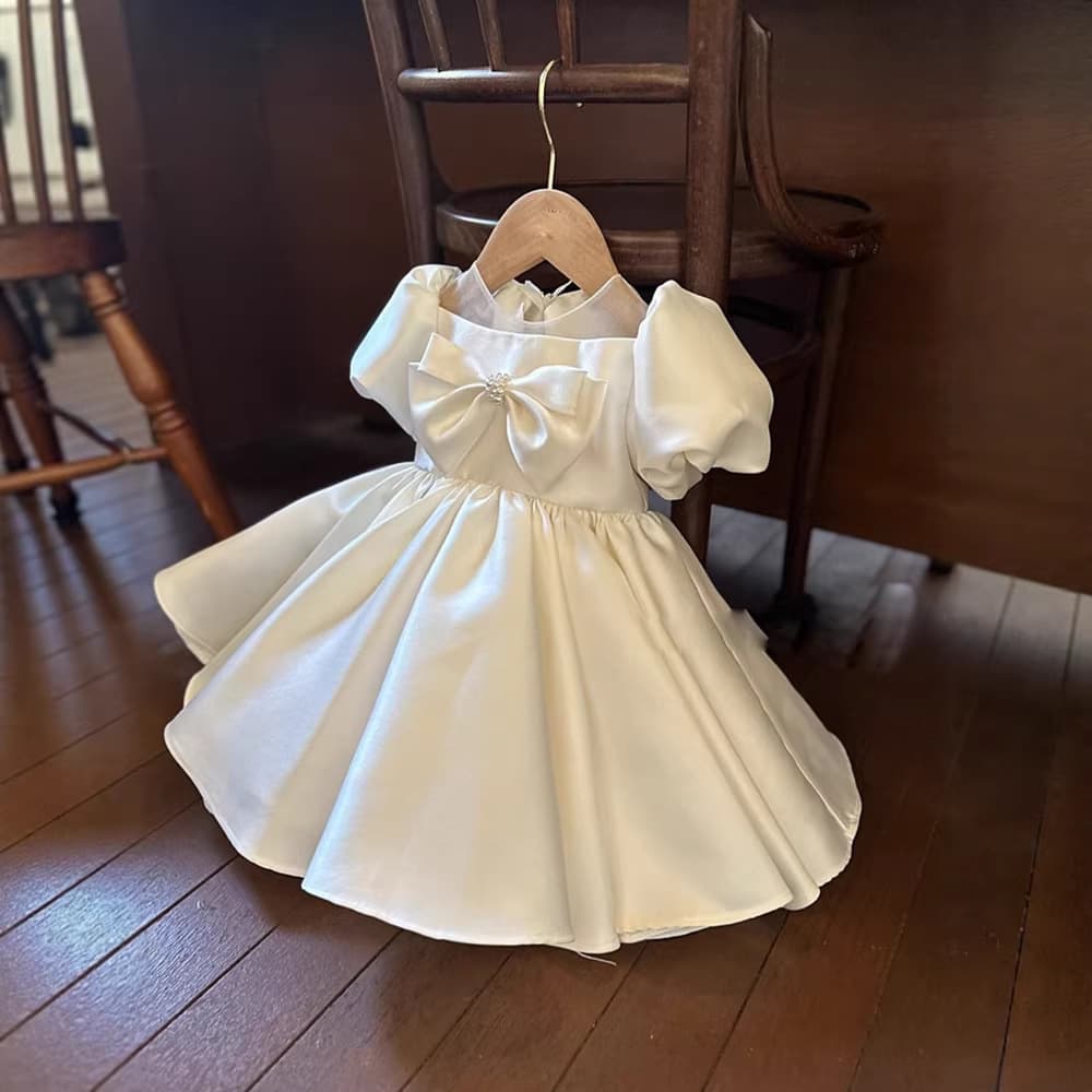 Baby Girl First Birthday Dress High-End Elegant Princess Gown Satin Tutu Dress 100-Day Dress Photo Shoot