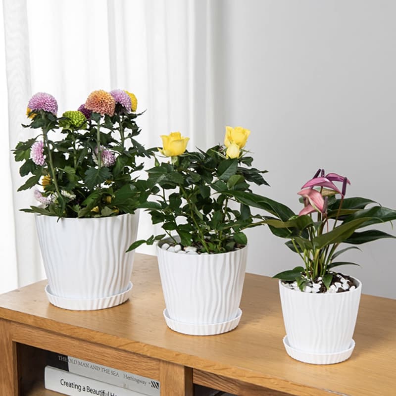 Thickened Plastic Corrugated Round Flower Pot for Home Gardening Balcony Succulent Plant Pot Rose Pot