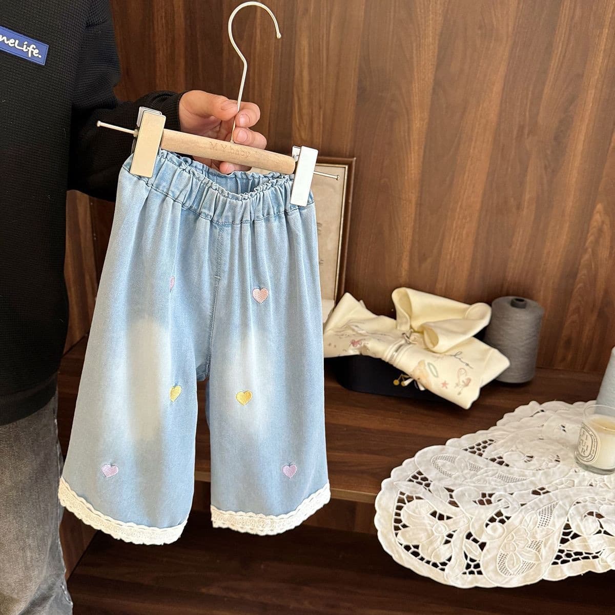 Baby Girl Summer Thin Soft Denim Pants 2026 New Style Kids Vertical Straight Mosquito-Proof Pants