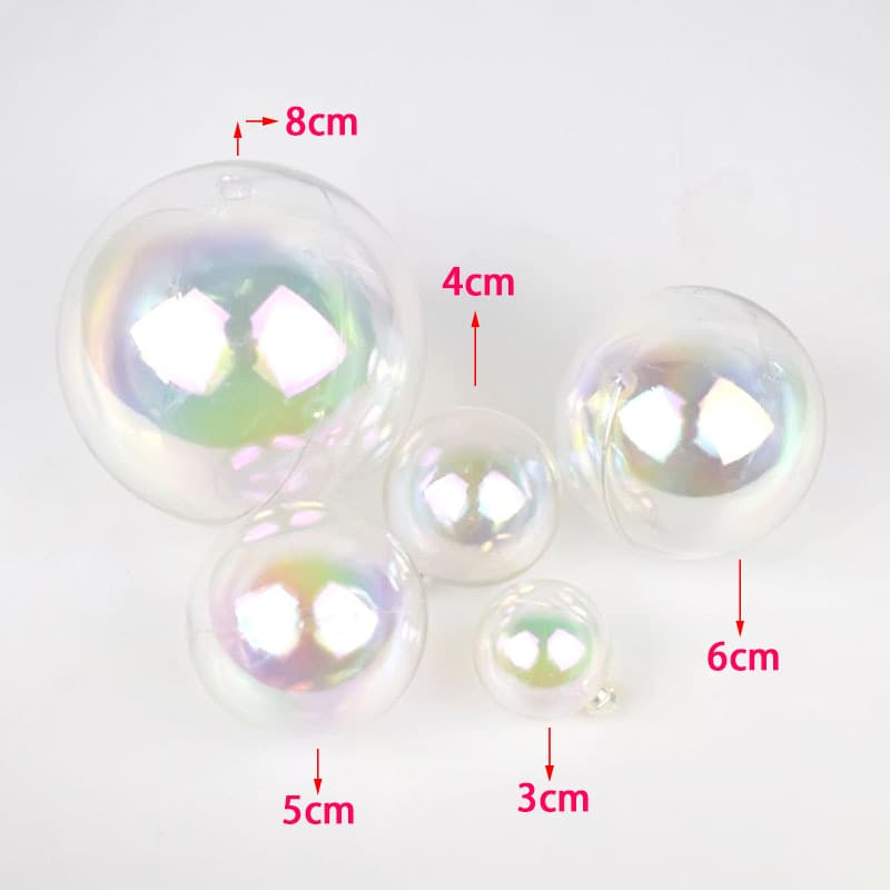 Iridescent Transparent PET Christmas Decor Balls, Tree Hanging Ornaments for Birthday Parties