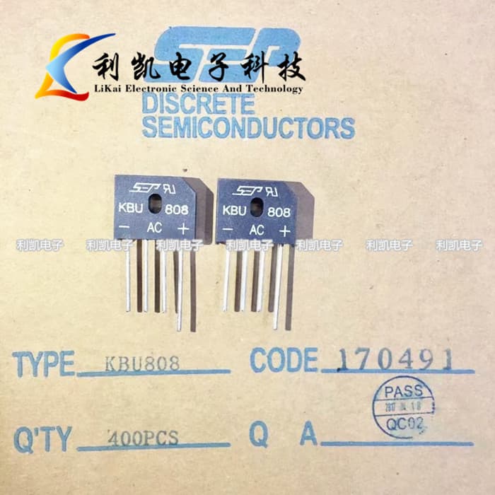 KBU806 Professionally Manufactured Rectifier Bridge KBU806 8A600V DIP4 Flat Bridge, Round Pins, Brand New in Stock