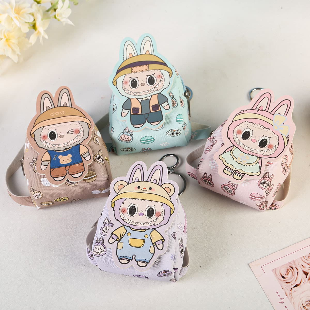 Cross-border Labubu Coin Purse Creative Cartoon PU Leather Earphone Bag New Labubu Portable Zipper Wallet