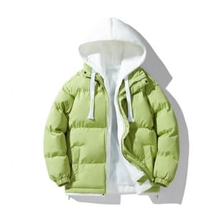 Basic Hooded Cotton Jacket Men 2025 Winter New Trendy Couple Loose Outerwear Winter Fake Two-piece Jacket
