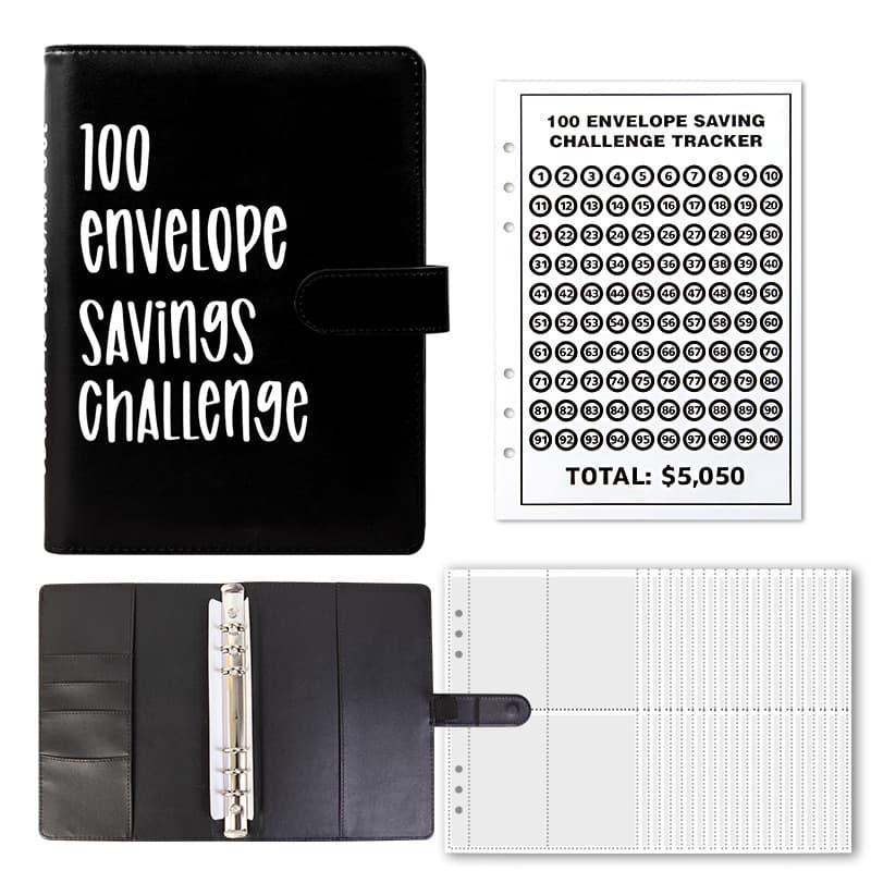 100 Envelope Challenge Couple's 100-Day Savings Challenge Binder with Envelopes and Stickers