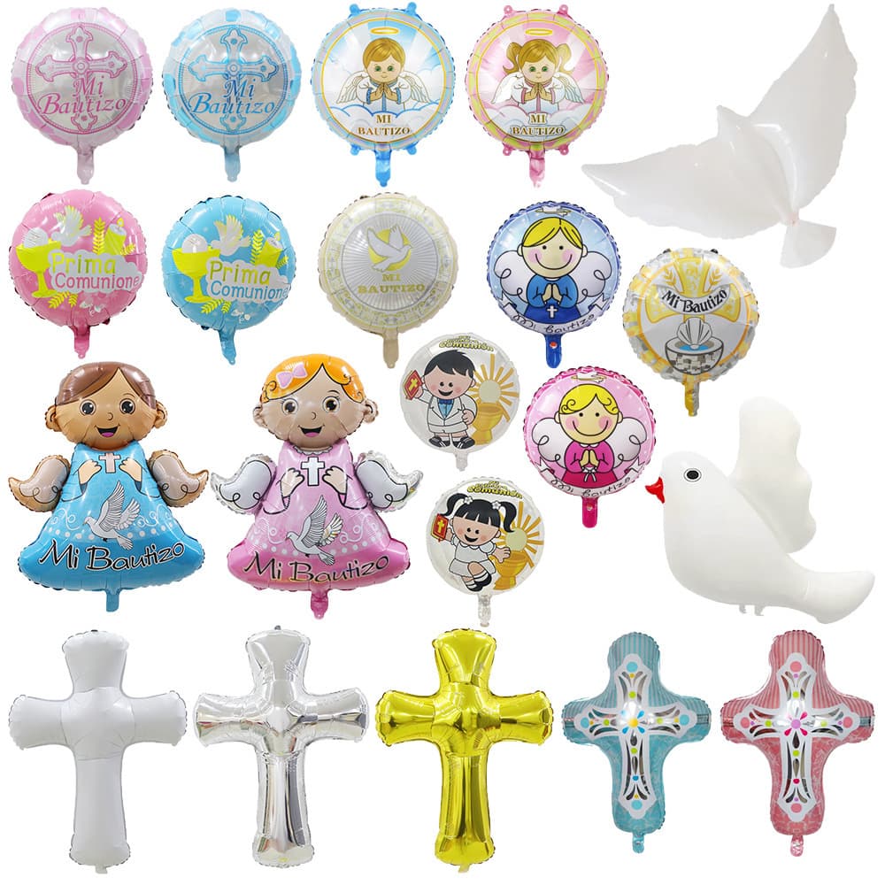 Baby Communion Aluminum Foil Balloon, Easter Ceremony Celebration Balloon, Festival Peace Dove Atmosphere Inflatable Balloon