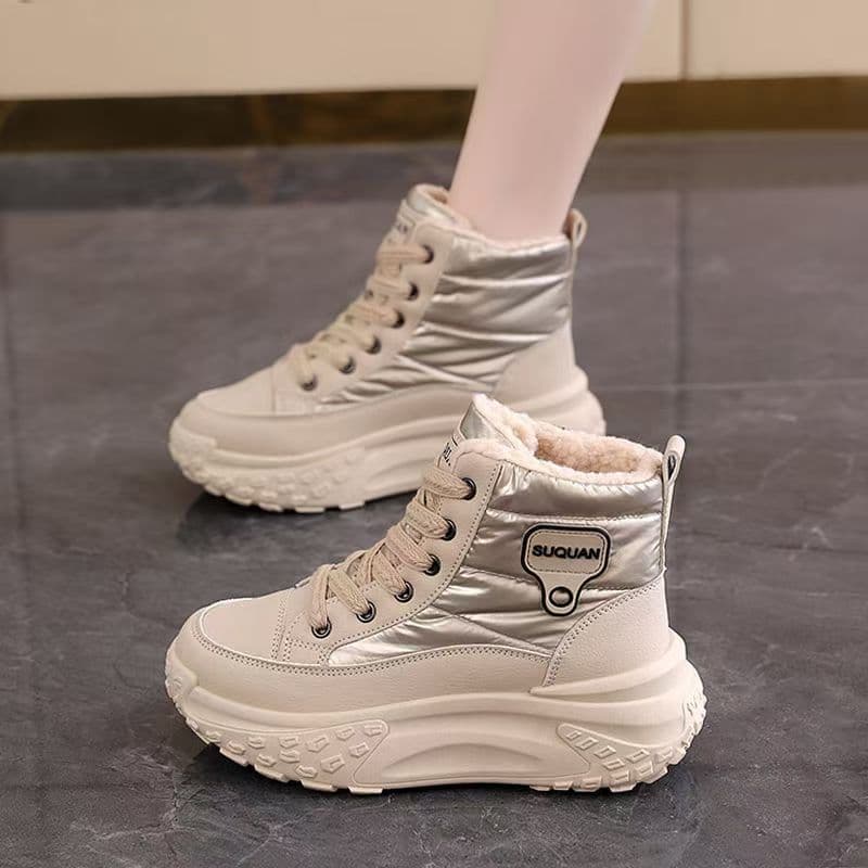 Women's Winter High-Top Cotton Shoes with Fleece Lining, 2025 Hot Selling Style, Versatile, Stylish, Waterproof, Non-slip, Warm Snow Boots