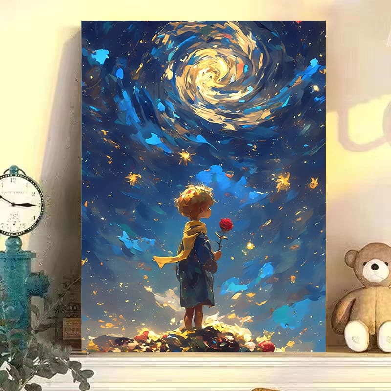 Prince Whale Digital Oil Painting DIY Kit for Adults and Kids, Paint by Numbers, Hand-Painted Acrylic Art