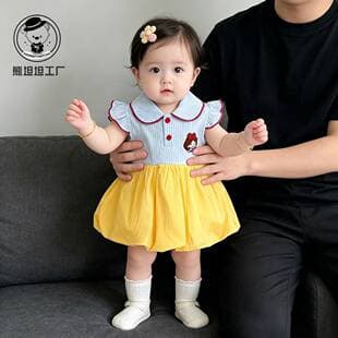 Dopamine Outfit for Small Baby Girl, Princess Bubble Romper, Adorable Infant Onesie, Summer Going-Out Clothes