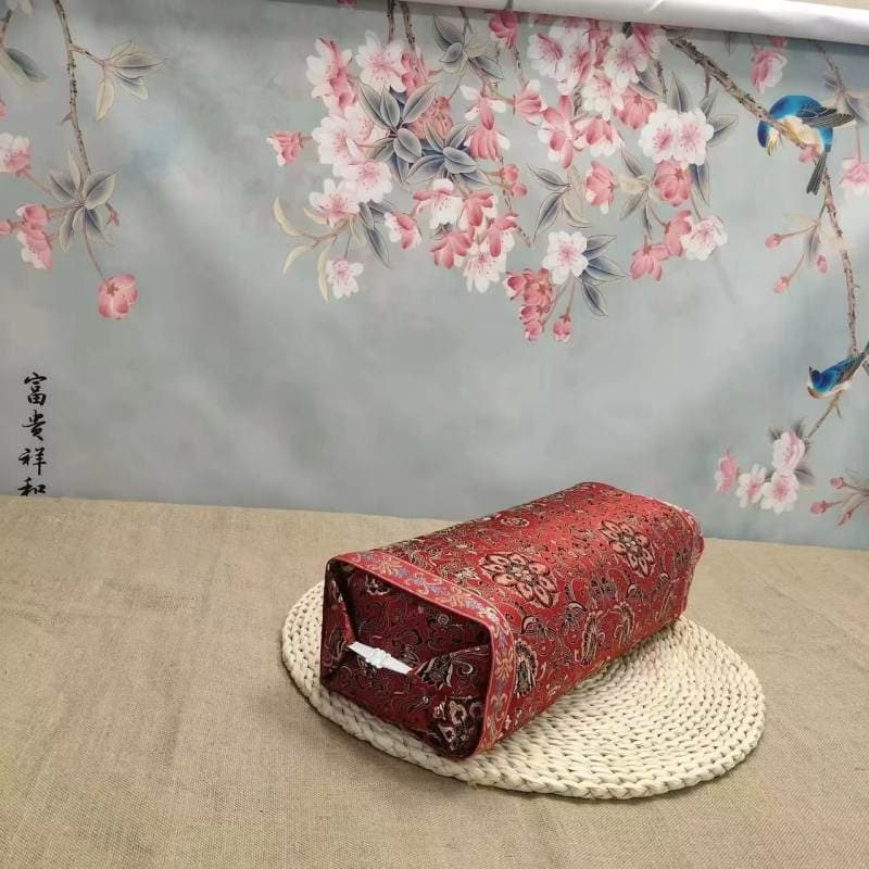 Silk-like Satin Button Cervical Pillowcase Red Button Satin Pillowcase Tassel Pillowcase Deformable Pillowcase