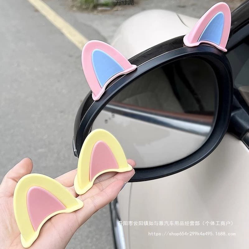 Car Steering Wheel Decoration Cute Cat Ears Center Console Dashboard Ornament Car Body Sticker Interior Accessories Women Wholesale