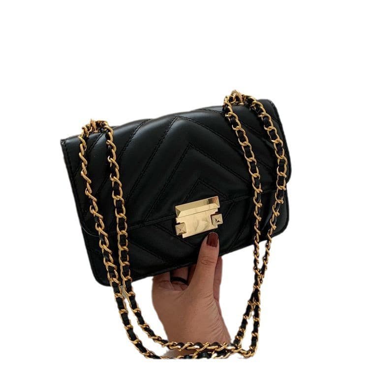 2025 New Trendy Women's Fashion Quilted Embroidery Shoulder Crossbody Bag Versatile Chain Internet Celebrity Small Square Bag