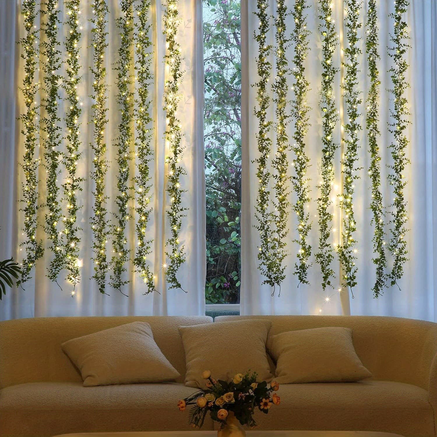 2025 New Cross-border Drop Shipping 2/4/8-Piece 6-Foot Artificial Eucalyptus Wreath, Replica Green Plants.