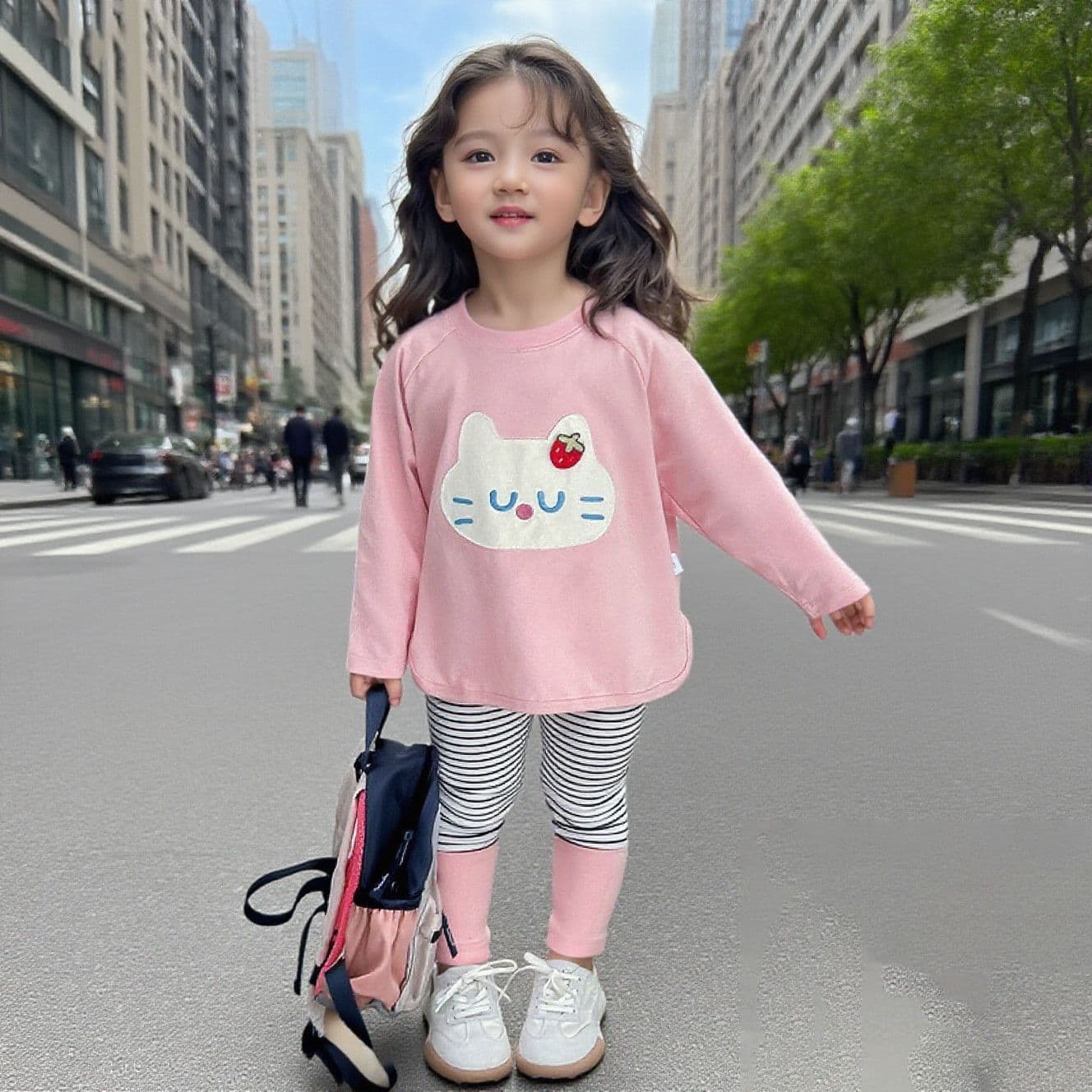 Girls' Autumn Outfit 2026 New Style Kids Middle Small Girl Baby Fall Two-Piece Spring Autumn Trendy