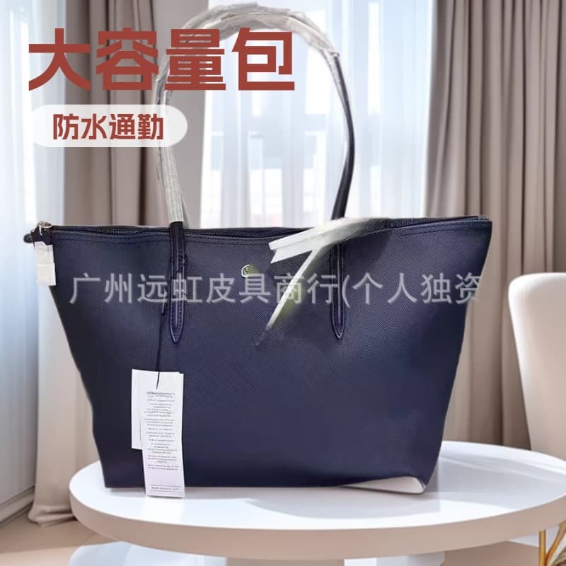 New French Large Horizontal Crocodile Bag, Large Capacity Tote, Waterproof Commuter Tote for Women, Lacoste Bag