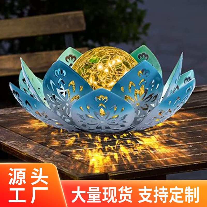Solar Lotus Spot Light, LED Wrought Iron Lotus Ground Light, Outdoor Garden Wrought Iron Lotus Atmosphere Lamp