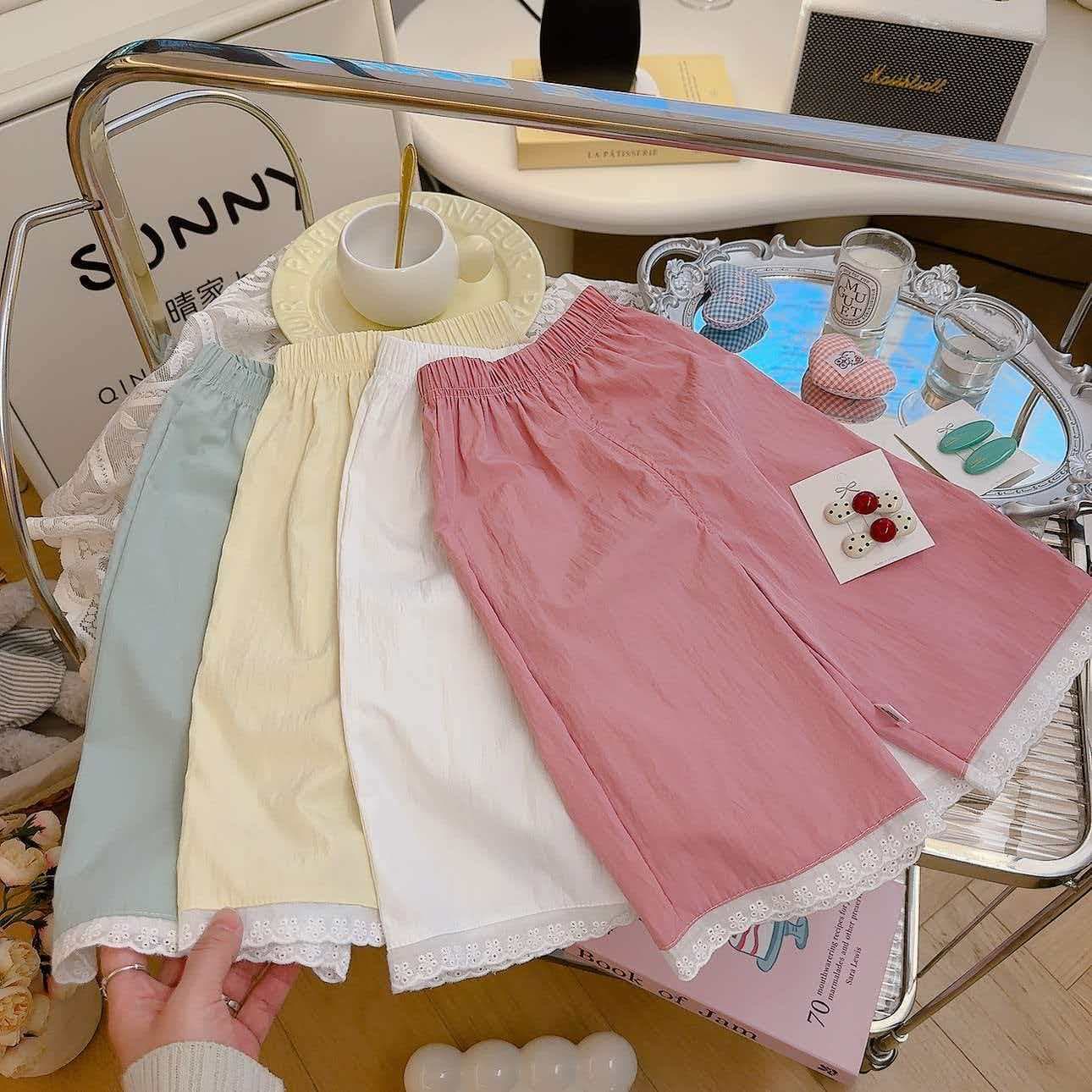 2026 Summer Girls Pants New Style Thin Casual Nine-Point Straight Pants Western Style Wide Leg Pants