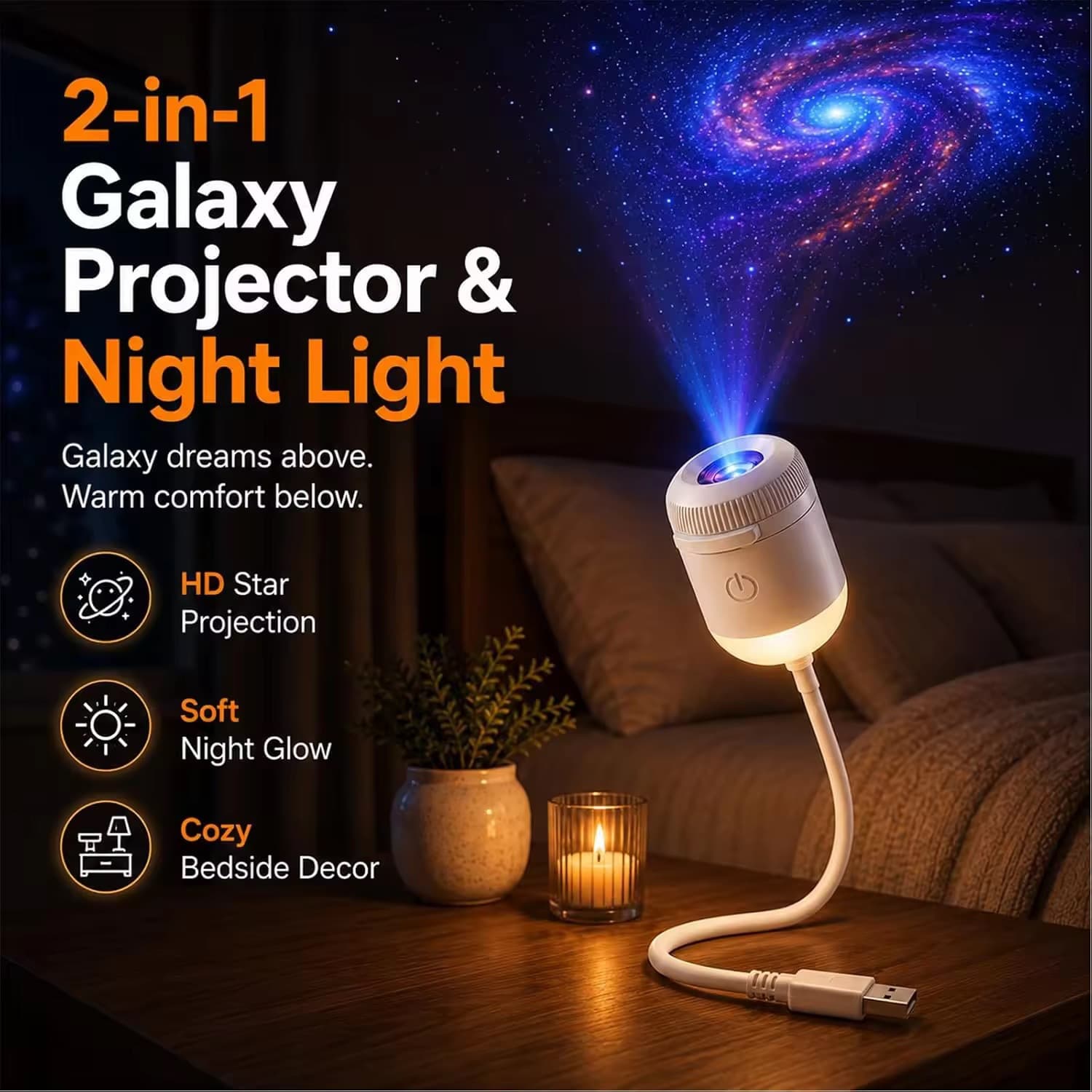 Spot USB starry sky projector lamp car interior bedroom voice control romantic galaxy atmosphere creative night light