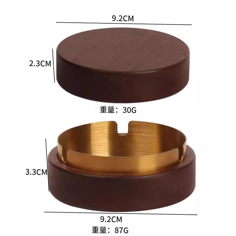 Creative Solid Wood Ashtray with Lid, Anti-Ash Scatter, for Home and Office, Nordic Light Luxury Living Room Wooden