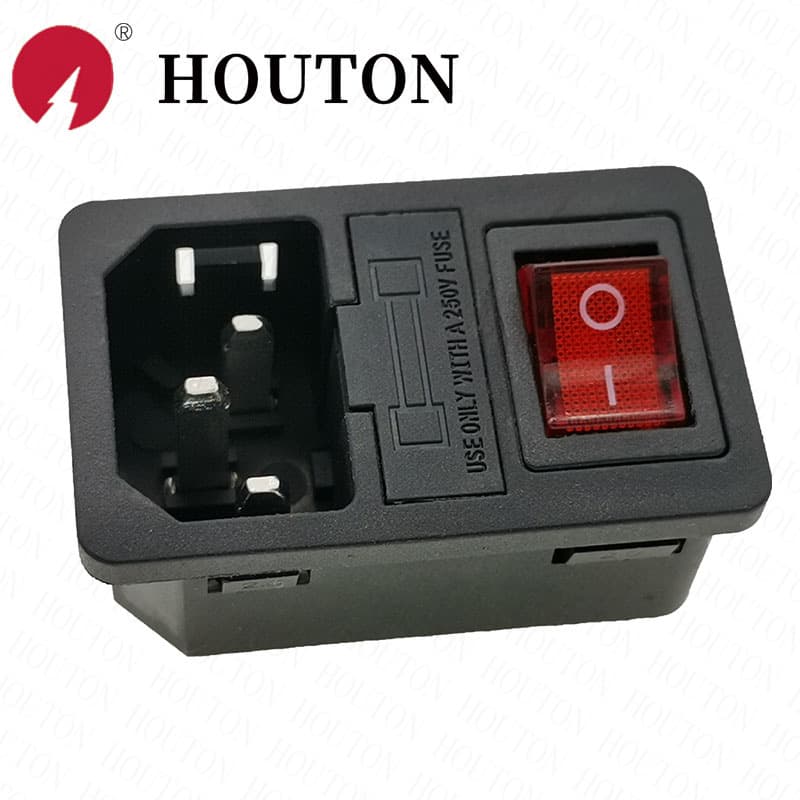 AC-01A Power Outlet with 10A Fuse Three-in-One AC Socket Dual Screw Hole Connector Switch Socket