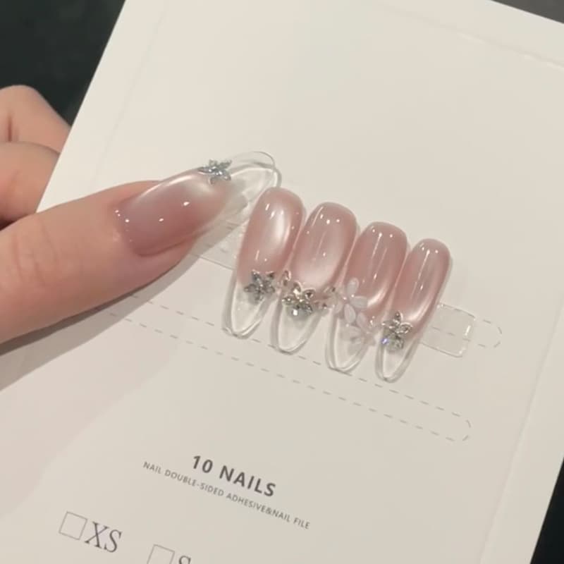 10-Pack Press-On Nails, Xiaohongshu Hot-Selling Premium Gel Handmade False Nails, Removable Nail Tips