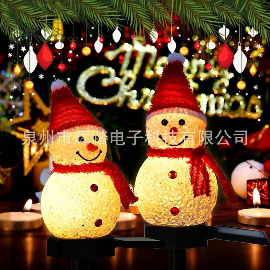 Cross-border Christmas Decorative Outdoor Garden Lawn Light Solar Snowman Ground Stake Light for Festive Atmosphere