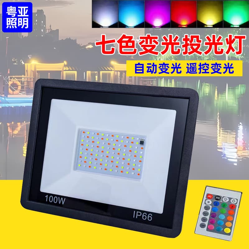 Colorful Apple Floodlight Outdoor Garden Landscape Waterproof 100W Full Power Remote RGB Color Changing LED Flood Light