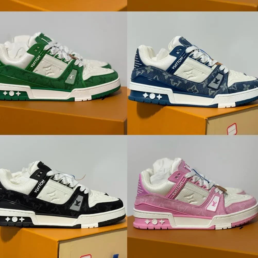 Putian Foreign Trade Original LV Denim Chunky High-End Printed Couple Comfortable Versatile Casual Skate Shoes