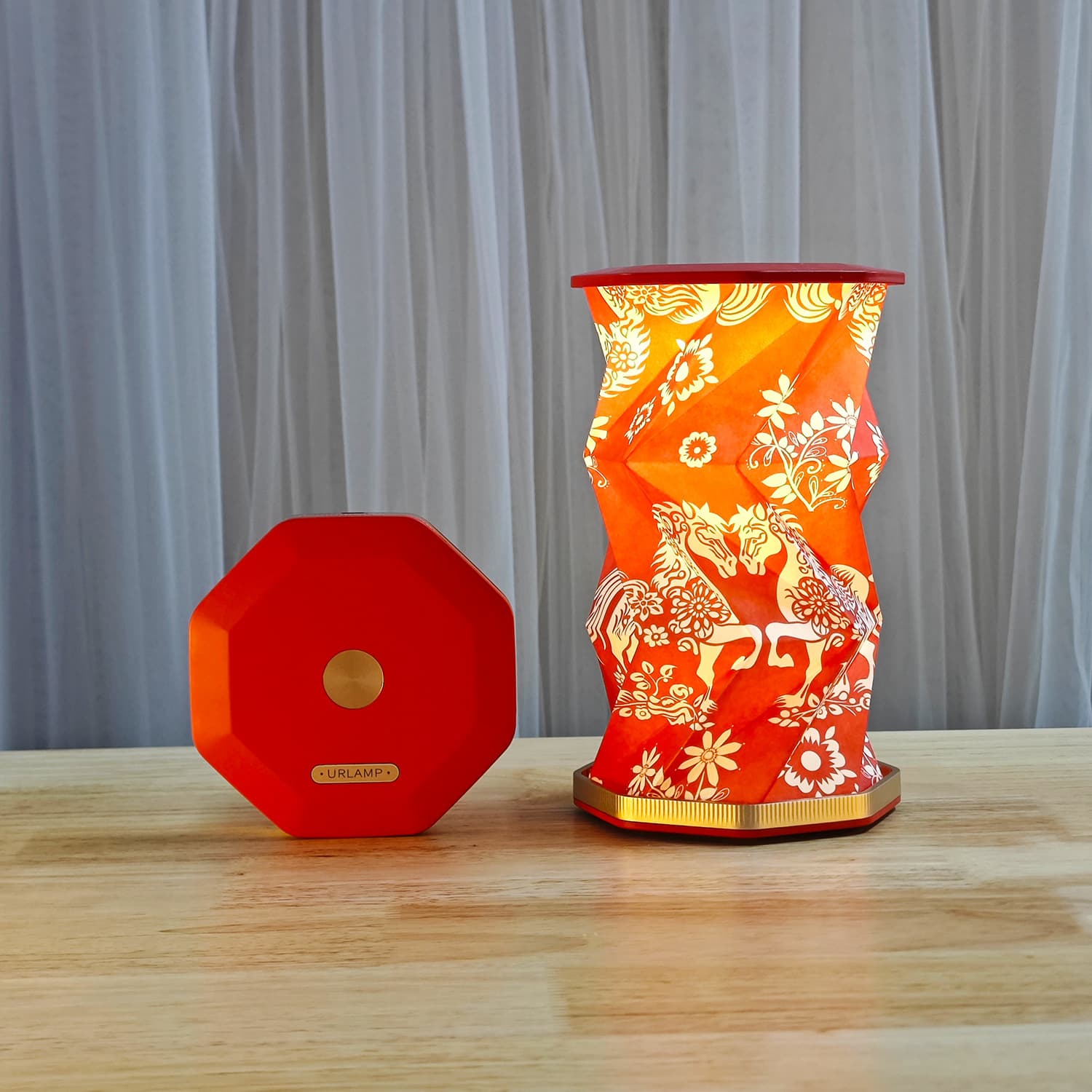 Creative Gifts Folding Rotating Lamp Origami Atmosphere Lamp Mid-Autumn Cultural and Creative Gifts Business Souvenirs LED Night Light