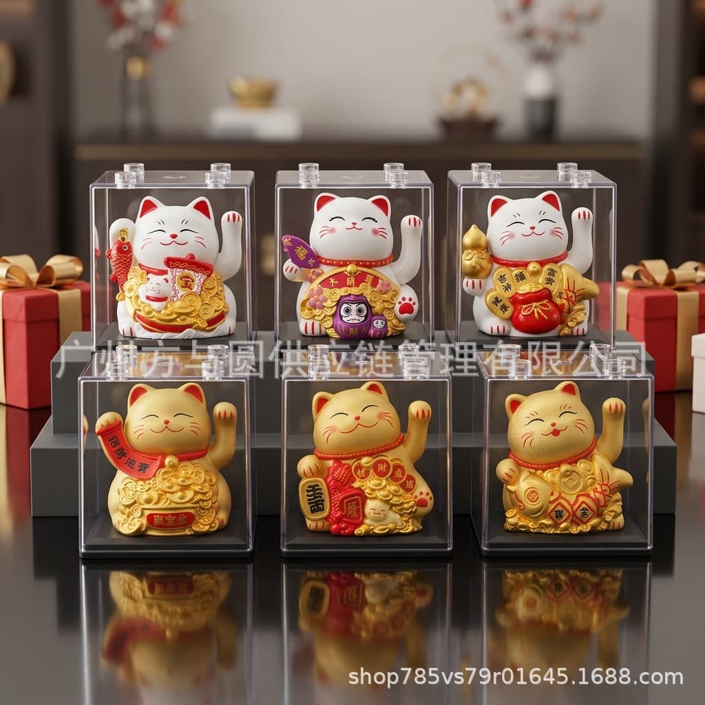 Guangzhou Foshan Shunde Sichuan Cultural Creative Gift 2-Inch Solar Waving Mini Lucky Cat Mini Little God of Wealth Office