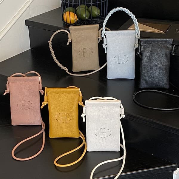 Top Layer Cowhide Auto-Closure Genuine Leather Crossbody Bag Niche Mini Envelope Phone Bag Women's Bag