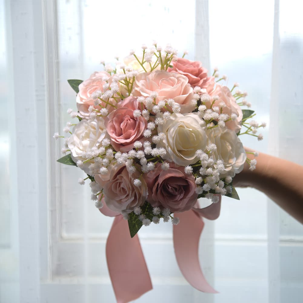 045 Outdoor Wedding Rose Handmade Artificial Bouquet Cross-border Preserved Flower Bridal Bouquet Gift Decoration