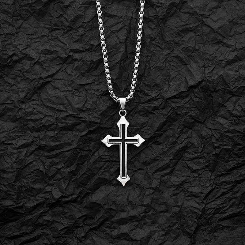 Korean Style Cross Necklace, Ins Hip-Hop Trend Unisex Versatile Disco Pendant, Student Niche Personality Minimalist Necklace